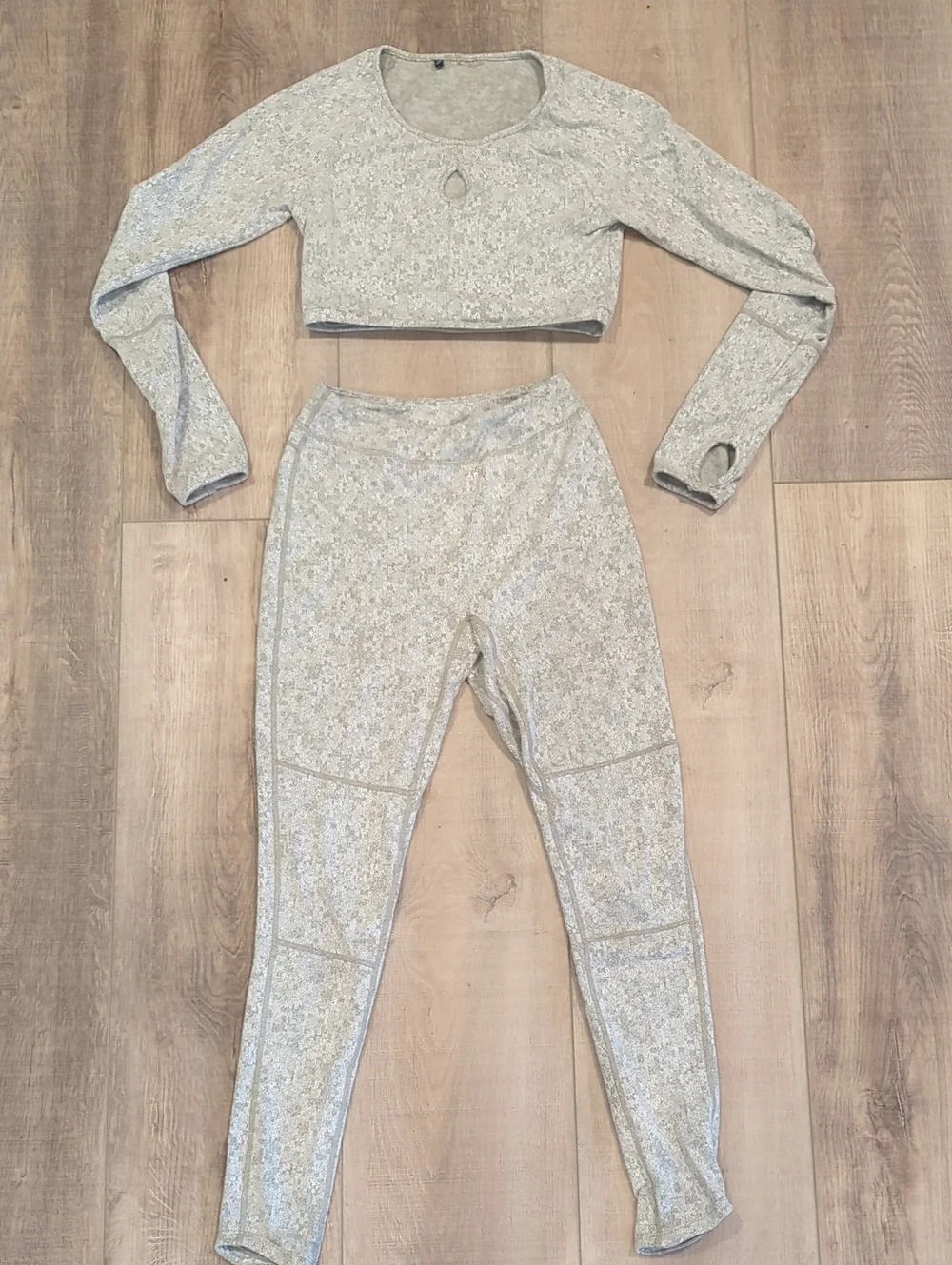Gymshark Heather Green Long Sleeve Crop Top & Legging Set